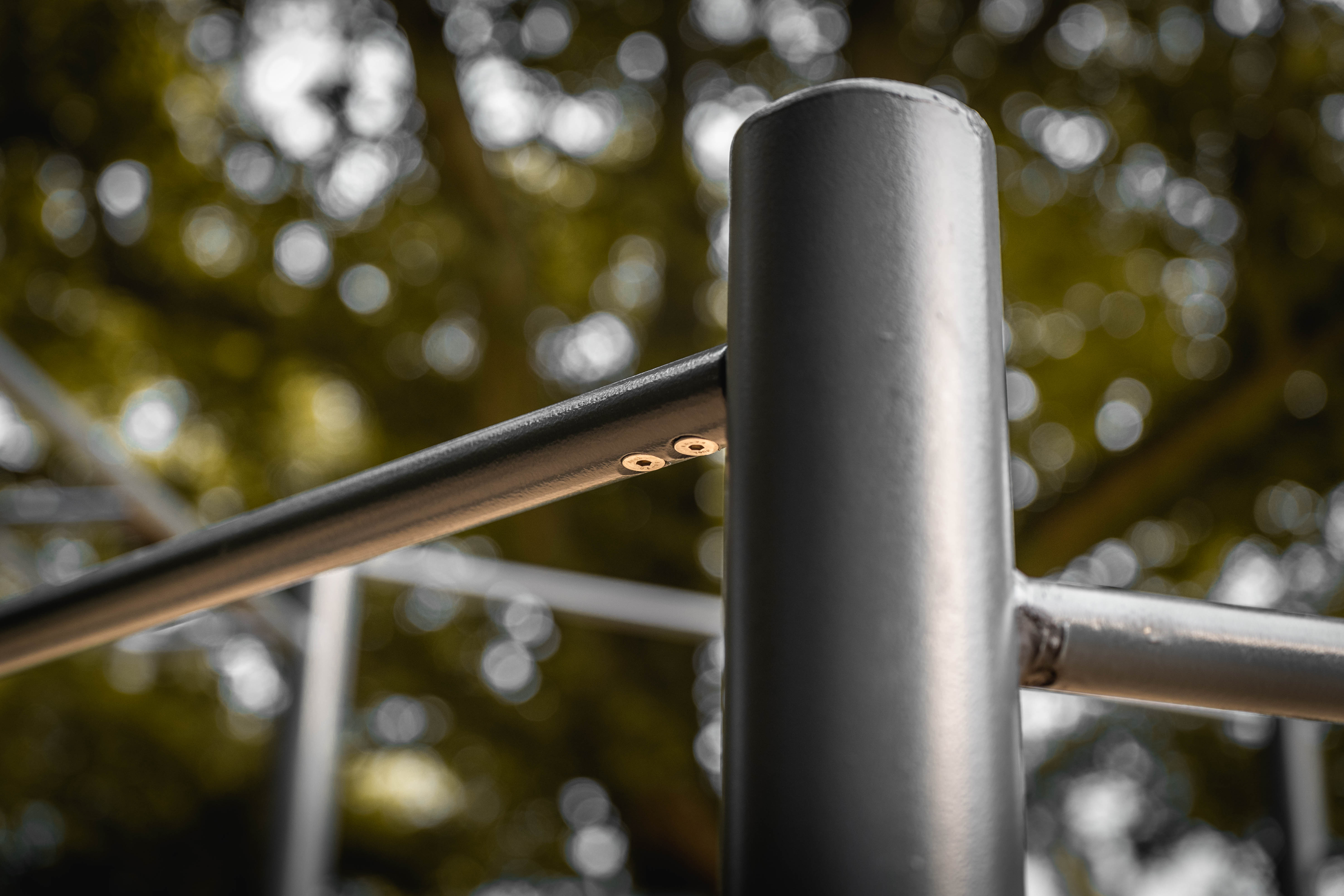 Detail of a stainless steel bar connection on a BARbara rig